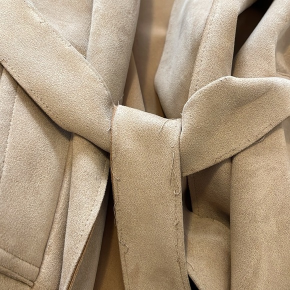 Zara Faux Suede Tan Coat Size Small - Picture 3 of 3
